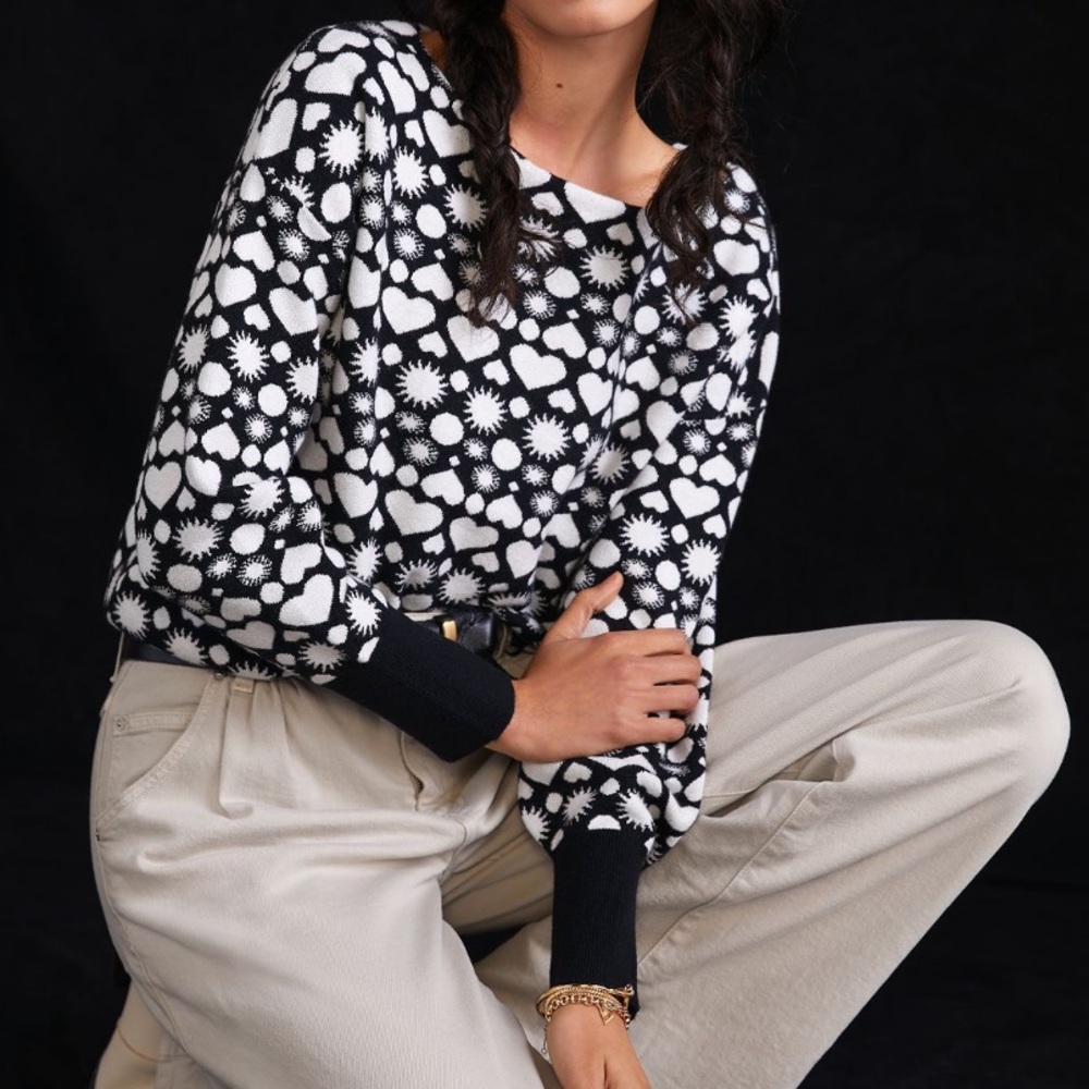 Anthropologie Maeve boat neck heart sweater